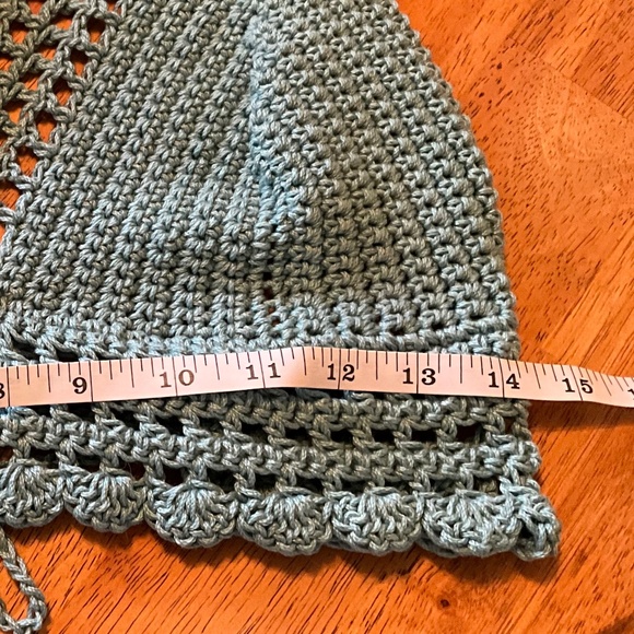 HAND CRAFTED CROCHET HALTER SMALL BOHEMIAN HIPPIE CROP TANK TOP OFF THE SHOULDER - Picture 4 of 5